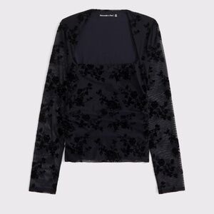 NWT Abercrombie Ava Mesh Long-Sleeve Top